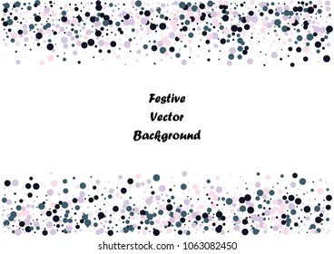 Festive color round confetti background. Abstract frame confetti texture for holiday, postcard, poster, website, carnivals, birthday and children's parties. Cover confetti mock-up. Wedding card layout