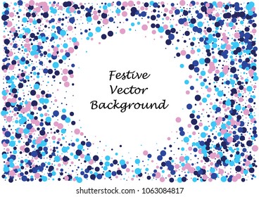 Festive color round confetti background. Abstract frame confetti texture for holiday, postcard, poster, website, carnivals, birthday and children's parties. Cover confetti mock-up. Wedding card layout