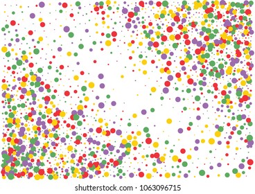 Festive color round confetti background. Abstract frame confetti texture for holiday, postcard, poster, website, carnivals, birthday and children's parties. Cover confetti mock-up. Wedding card layout