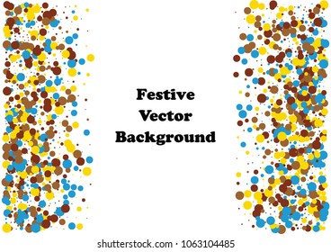Festive color round confetti background. Abstract frame confetti texture for holiday, postcard, poster, website, carnivals, birthday and children's parties. Cover confetti mock-up. Wedding card layout