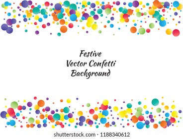 Festive color round confetti background. Abstract frame confetti texture for holiday, postcard, poster, website, carnivals, birthday and children's parties. Cover confetti mock-up. Wedding card layout