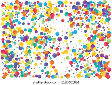 Festive color round confetti background. Abstract frame confetti texture for holiday, postcard, poster, website, carnivals, birthday and children's parties. Cover confetti mock-up. Wedding card layout
