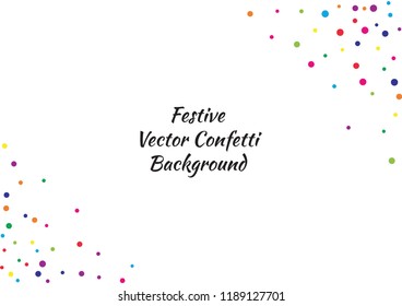Festive color round confetti background. Abstract frame confetti texture for holiday, postcard, poster, website, carnivals, birthday and children's parties. Cover confetti mock-up. Wedding card layout