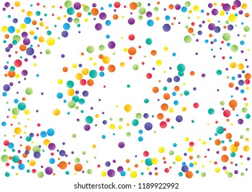 Festive color round confetti background. Abstract frame confetti texture for holiday, postcard, poster, website, carnivals, birthday and children's parties. Cover confetti mock-up. Wedding card layout