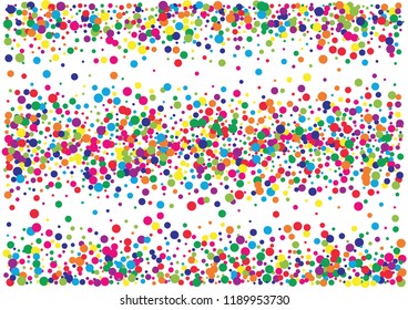 Festive color round confetti background. Abstract frame confetti texture for holiday, postcard, poster, website, carnivals, birthday and children's parties. Cover confetti mock-up. Wedding card layout