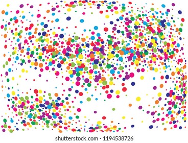 Festive color round confetti background. Abstract frame confetti texture for holiday, postcard, poster, website, carnivals, birthday and children's parties. Cover confetti mock-up. Wedding card layout