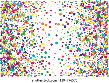 Festive color round confetti background. Abstract frame confetti texture for holiday, postcard, poster, website, carnivals, birthday and children's parties. Cover confetti mock-up. Wedding card layout