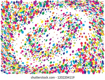 Festive color round confetti background. Abstract frame confetti texture for holiday, postcard, poster, website, carnivals, birthday and children's parties. Cover confetti mock-up. Wedding card layout