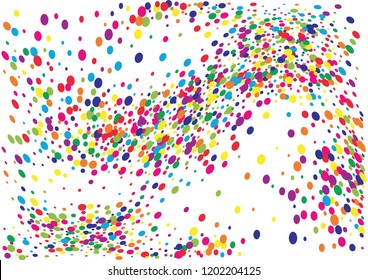 Festive color round confetti background. Abstract frame confetti texture for holiday, postcard, poster, website, carnivals, birthday and children's parties. Cover confetti mock-up. Wedding card layout