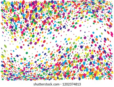 Festive color round confetti background. Abstract frame confetti texture for holiday, postcard, poster, website, carnivals, birthday and children's parties. Cover confetti mock-up. Wedding card layout