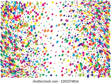 Festive color round confetti background. Abstract frame confetti texture for holiday, postcard, poster, website, carnivals, birthday and children's parties. Cover confetti mock-up. Wedding card layout