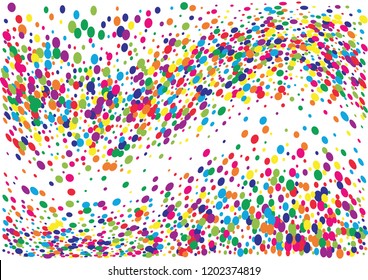 Festive color round confetti background. Abstract frame confetti texture for holiday, postcard, poster, website, carnivals, birthday and children's parties. Cover confetti mock-up. Wedding card layout