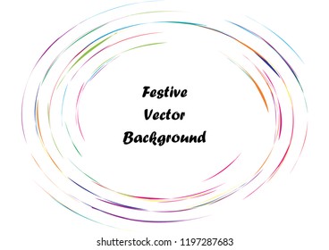Festive color round line background. Abstract twisted frame linen texture for holiday, postcard, poster, website, carnival, birthday, children's party. Spiral line cover mock-up. Wedding card layout