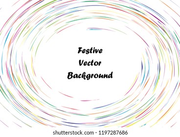 Festive color round line background. Abstract twisted frame linen texture for holiday, postcard, poster, website, carnival, birthday, children's party. Spiral line cover mock-up. Wedding card layout