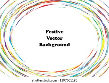 Festive color round line background. Abstract twisted frame linen texture for holiday, postcard, poster, website, carnival, birthday, children's party. Spiral line cover mock-up. Wedding card layout