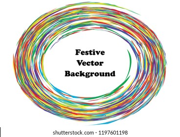 Festive color round line background. Abstract twisted frame linen texture for holiday, postcard, poster, website, carnival, birthday, children's party. Spiral line cover mock-up. Wedding card layout