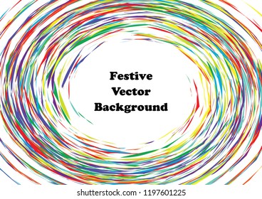 Festive color round line background. Abstract twisted frame linen texture for holiday, postcard, poster, website, carnival, birthday, children's party. Spiral line cover mock-up. Wedding card layout