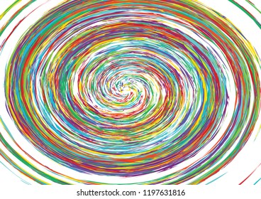 Festive color round line background. Abstract twisted frame linen texture for holiday, postcard, poster, website, carnival, birthday, children's party. Spiral line cover mock-up. Wedding card layout