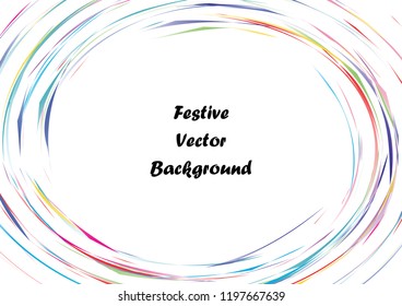 Festive color round line background. Abstract twisted frame linen texture for holiday, postcard, poster, website, carnival, birthday, children's party. Spiral line cover mock-up. Wedding card layout