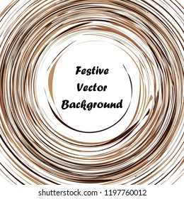Festive color round line background. Abstract twisted frame linen texture for holiday, postcard, poster, website, carnival, birthday, children's party. Spiral line cover mock-up. Wedding card layout
