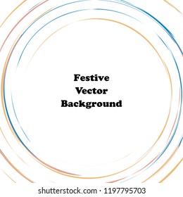 Festive color round line background. Abstract twisted frame linen texture for holiday, postcard, poster, website, carnival, birthday, children's party. Spiral line cover mock-up. Wedding card layout