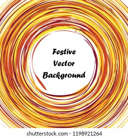 Festive color round line background. Abstract twisted frame linen texture for holiday, postcard, poster, website, carnival, birthday, children's party. Spiral line cover mock-up. Wedding card layout
