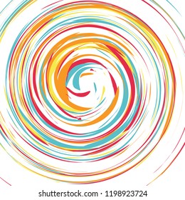 Festive color round line background. Abstract twisted frame linen texture for holiday, postcard, poster, website, carnival, birthday, children's party. Spiral line cover mock-up. Wedding card layout