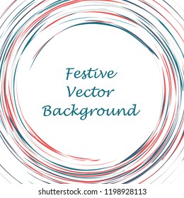 Festive color round line background. Abstract twisted frame linen texture for holiday, postcard, poster, website, carnival, birthday, children's party. Spiral line cover mock-up. Wedding card layout