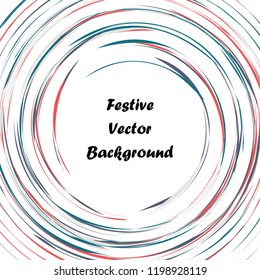 Festive color round line background. Abstract twisted frame linen texture for holiday, postcard, poster, website, carnival, birthday, children's party. Spiral line cover mock-up. Wedding card layout