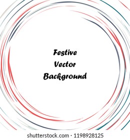 Festive color round line background. Abstract twisted frame linen texture for holiday, postcard, poster, website, carnival, birthday, children's party. Spiral line cover mock-up. Wedding card layout