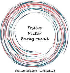 Festive color round line background. Abstract twisted frame linen texture for holiday, postcard, poster, website, carnival, birthday, children's party. Spiral line cover mock-up. Wedding card layout