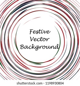 Festive color round line background. Abstract twisted frame linen texture for holiday, postcard, poster, website, carnival, birthday, children's party. Spiral line cover mock-up. Wedding card layout