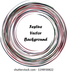 Festive color round line background. Abstract twisted frame linen texture for holiday, postcard, poster, website, carnival, birthday, children's party. Spiral line cover mock-up. Wedding card layout