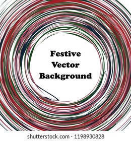 Festive color round line background. Abstract twisted frame linen texture for holiday, postcard, poster, website, carnival, birthday, children's party. Spiral line cover mock-up. Wedding card layout