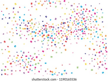 Festive color square confetti background. Abstract frame confetti texture for holiday, postcard, poster, website, carnival, birthday, children's parties. Cover confetti mock-up. Wedding card layout