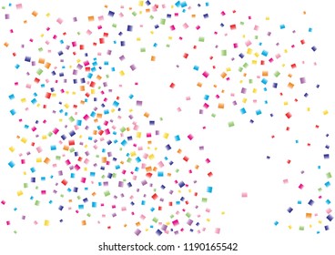 Festive color square confetti background. Abstract frame confetti texture for holiday, postcard, poster, website, carnival, birthday, children's parties. Cover confetti mock-up. Wedding card layout