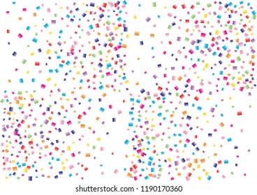 Festive color square confetti background. Abstract frame confetti texture for holiday, postcard, poster, website, carnival, birthday, children's parties. Cover confetti mock-up. Wedding card layout