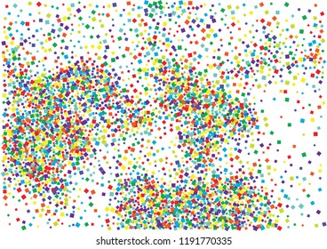 Festive color square confetti background. Abstract frame confetti texture for holiday, postcard, poster, website, carnival, birthday, children's parties. Cover confetti mock-up. Wedding card layout