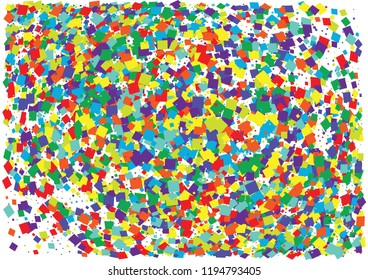 Festive color square confetti background. Abstract frame confetti texture for holiday, postcard, poster, website, carnival, birthday, children's parties. Cover confetti mock-up. Wedding card layout