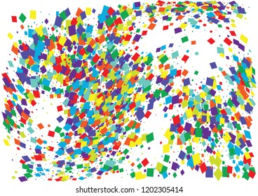 Festive color square confetti background. Abstract frame confetti texture for holiday, postcard, poster, website, carnival, birthday, children's parties. Cover confetti mock-up. Wedding card layout