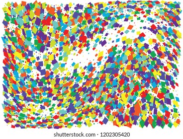 Festive color square confetti background. Abstract frame confetti texture for holiday, postcard, poster, website, carnival, birthday, children's parties. Cover confetti mock-up. Wedding card layout