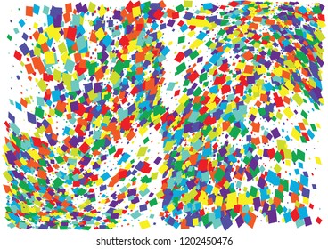Festive color square confetti background. Abstract frame confetti texture for holiday, postcard, poster, website, carnival, birthday, children's parties. Cover confetti mock-up. Wedding card layout