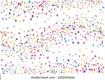 Festive color square confetti background. Abstract frame confetti texture for holiday, postcard, poster, website, carnival, birthday, children's parties. Cover confetti mock-up. Wedding card layout