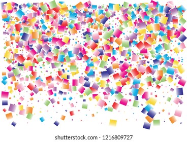 Festive color square confetti background. Abstract frame confetti texture for holiday, postcard, poster, website, carnival, birthday, children's parties. Cover confetti mock-up. Wedding card layout