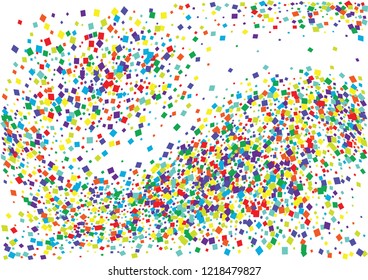 Festive color square confetti background. Abstract frame confetti texture for holiday, postcard, poster, website, carnival, birthday, children's parties. Cover confetti mock-up. Wedding card layout