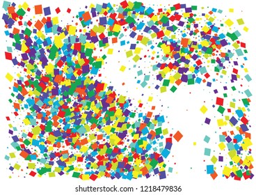 Festive color square confetti background. Abstract frame confetti texture for holiday, postcard, poster, website, carnival, birthday, children's parties. Cover confetti mock-up. Wedding card layout