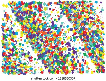 Festive color square confetti background. Abstract frame confetti texture for holiday, postcard, poster, website, carnival, birthday, children's parties. Cover confetti mock-up. Wedding card layout