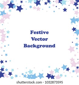 Festive color star confetti background. Abstract square confetti texture for holiday, postcard, poster, website, carnivals, birthday and children's parties. Cover confetti mock-up. Wedding star layout