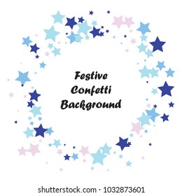 Festive color star confetti background. Abstract square confetti texture for holiday, postcard, poster, website, carnivals, birthday and children's parties. Cover confetti mock-up. Wedding star layout