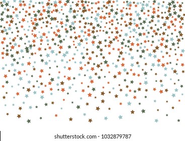 Festive color star confetti background. Abstract frame confetti texture for holiday, postcard, poster, website, carnivals, birthday and children's parties. Cover confetti mock-up. Wedding star layout